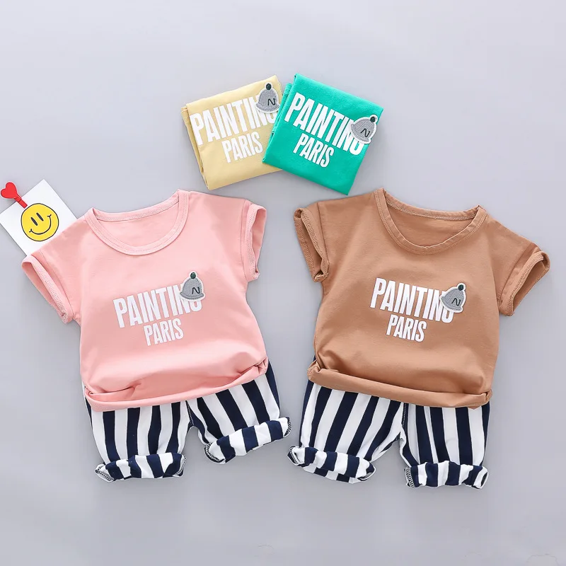 2PCS Infant Girl Boy Clothes Sets Children Summer Clothes Suits Letter Printed T-Shirt + Striped Shorts Suit Baby Clothing Sets
2PCS Infant Girl Boy Clothes Sets Children Summer Clothes Suits Letter Printed T-Shirt + Striped Shorts Suit Baby Clothing Sets