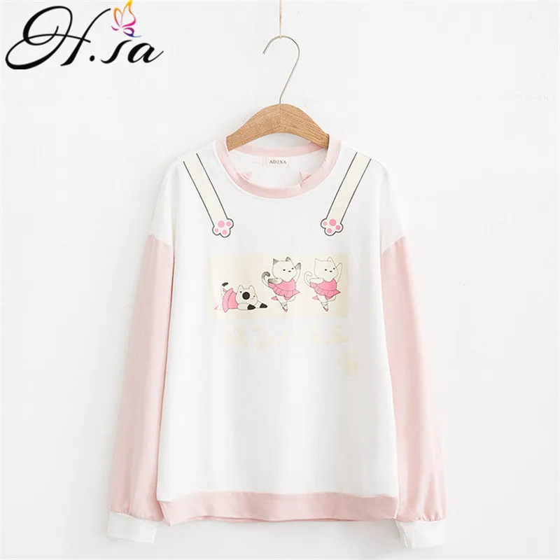H.SA New Women's T-shirts 2018 Autumn Winter Tops Patchwork Long Sleeve Casual T-Shirt Top Print Cat Female Loose Pullover Tee
H.SA New Women's T-shirts 2018 Autumn Winter Tops Patchwork Long Sleeve Casual T-Shirt Top Print Cat Female Loose Pullover Tee