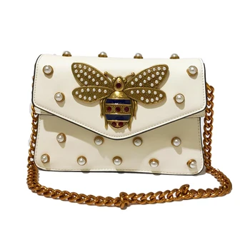 Fashion Women Handbags Lady PU Leather Pearl Rivet Bee Chains Woman Black Hand Bag Messenger Bags Fabric Shoulder Strap
Fashion Women Handbags Lady PU Leather Pearl Rivet Bee Chains Woman Black Hand Bag Messenger Bags Fabric Shoulder Strap