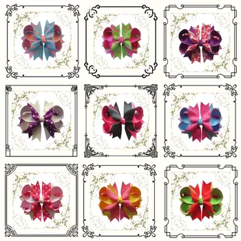 

16pcs Hand Customize BLESSING Happy Girl Boutique Hair Accessories 4.5" Gorgeous Bow Clip BS Free Shipping