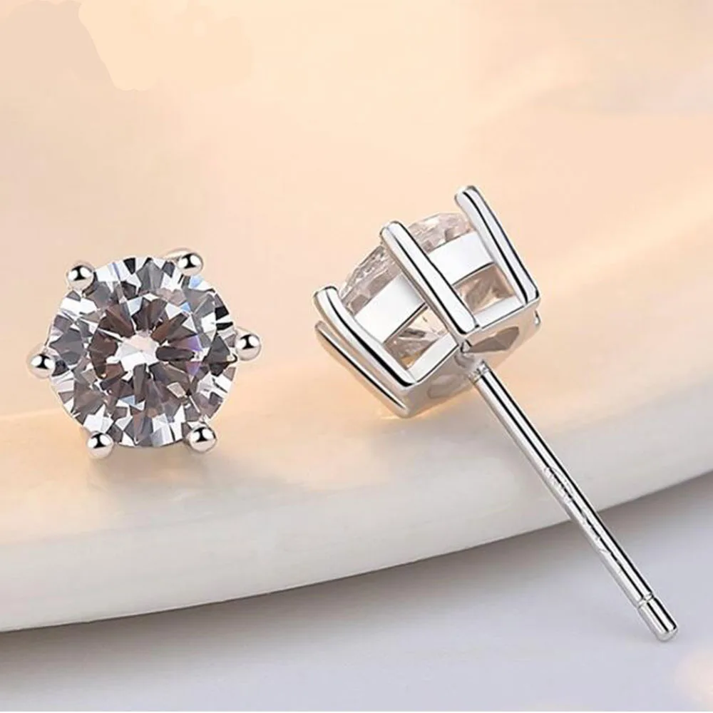 Sterling Silver Earrings Classic Six Claw Zircon Stud Earrings For Women Men oorbellen boucle d'oreille
Sterling Silver Earrings Classic Six Claw Zircon Stud Earrings For Women Men oorbellen boucle d'oreille
