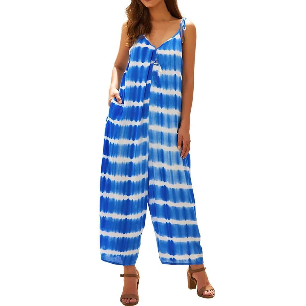 Jumpsuit Women Strappy Striped Print Sleeveless Rompers Female V-Neck Jumpsuits Lady Loose Playsuit Trousers Bodysuit YJJ2
Jumpsuit Women Strappy Striped Print Sleeveless Rompers Female V-Neck Jumpsuits Lady Loose Playsuit Trousers Bodysuit YJJ2