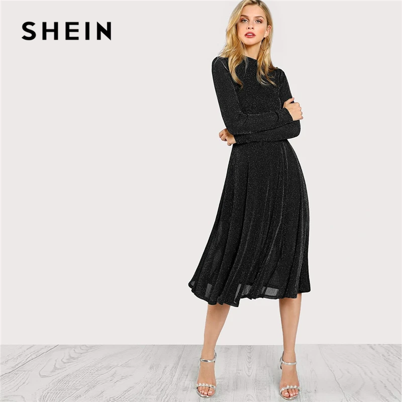 SHEIN Streetwear Weekend Casual Black Mock Neck Glitter Fit Flare Dress 2018 Autumn Elegant Women Dresses
SHEIN Streetwear Weekend Casual Black Mock Neck Glitter Fit Flare Dress 2018 Autumn Elegant Women Dresses