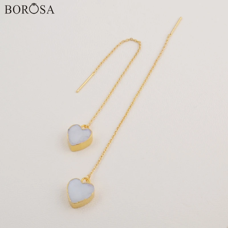 BOROSA Copper Gold Tiny Heart Abalone Shell Natural White Shell Threader Chain Female Earrings Dropship
BOROSA Copper Gold Tiny Heart Abalone Shell Natural White Shell Threader Chain Female Earrings Dropship