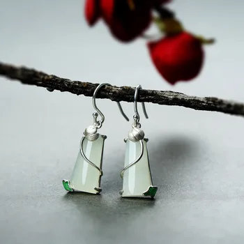 925 Silver Jewelry Natural Stone White Jade Dangle Earrings For Women Ladies Fine Jewellery Oorbellen Voor Vrouwen
925 Silver Jewelry Natural Stone White Jade Dangle Earrings For Women Ladies Fine Jewellery Oorbellen Voor Vrouwen