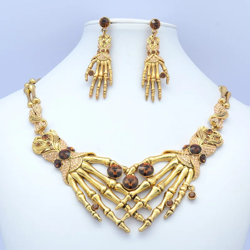 Real Austrian Rhinestone Crystals High Quality Skull Hand Necklace Earring Women Jewelry Sets Clearance Sale SNA3063 
Real Austrian Rhinestone Crystals High Quality Skull Hand Necklace Earring Women Jewelry Sets Clearance Sale SNA3063