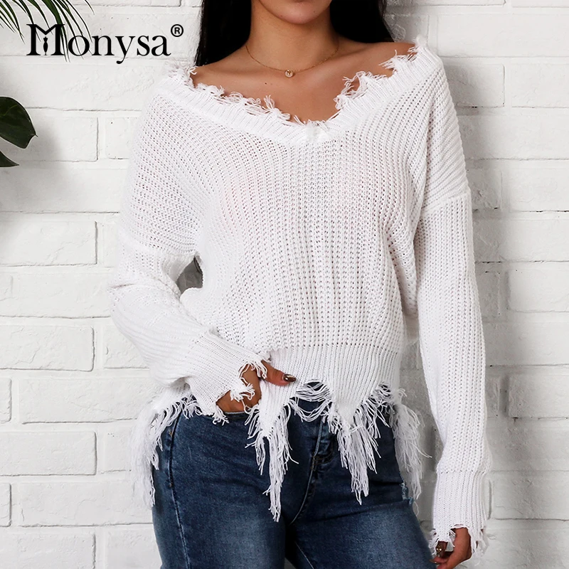 Casual Loose Sweaters Women 2018 V Neck Long Sleeve Knitted Sweaters Women Pullovers Black White Khaki Jumpers With Tassles
Casual Loose Sweaters Women 2018 V Neck Long Sleeve Knitted Sweaters Women Pullovers Black White Khaki Jumpers With Tassles