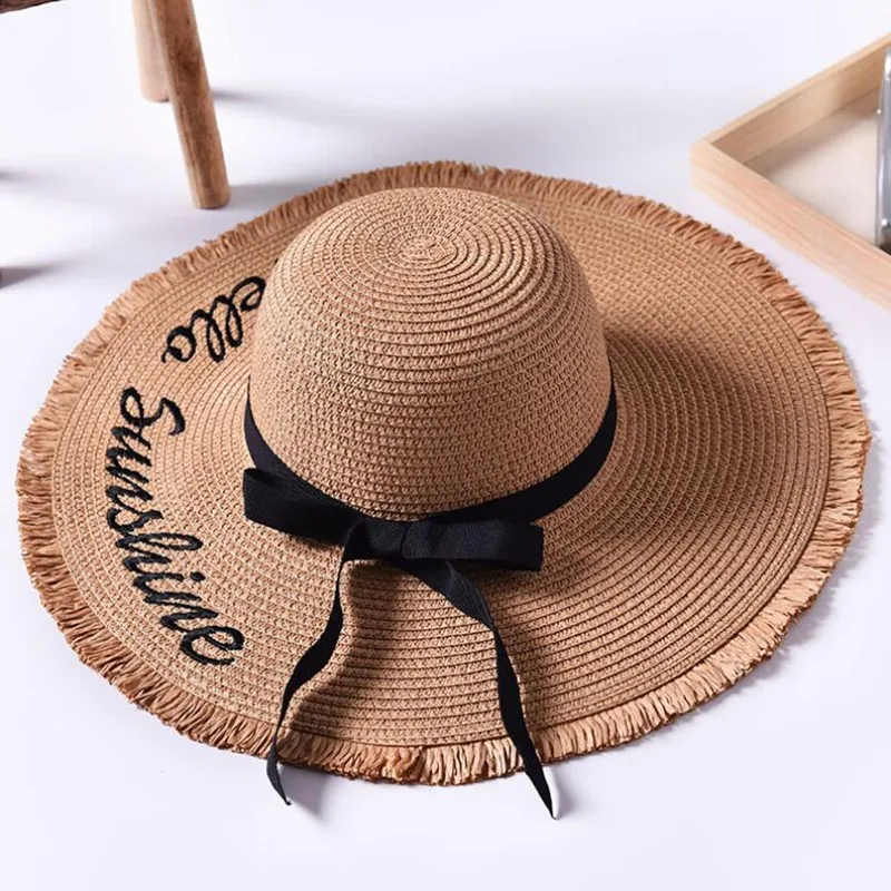 Handmade Weave letter Sun Hats For Women Black Ribbon Lace Up Large Brim Straw Hat Outdoor Beach Summer Caps Chapeu Feminino
Handmade Weave letter Sun Hats For Women Black Ribbon Lace Up Large Brim Straw Hat Outdoor Beach Summer Caps Chapeu Feminino