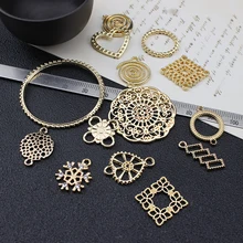 Aleación de Corea simple geométrico flor Vintage círculo pendientes para mujeres niñas pulsera colgante DIY oreja joyería Accesorios(China)