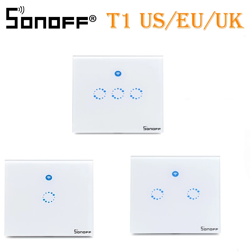 Sonoff T1 US EU UK Smart Wifi Wall Light Switch 1 2 3 Touch/WiFi/315 RF/APP Remote Smart Home Wall Touch Switch Works with Alexa
Sonoff T1 US EU UK Smart Wifi Wall Light Switch 1 2 3 Touch/WiFi/315 RF/APP Remote Smart Home Wall Touch Switch Works with Alexa