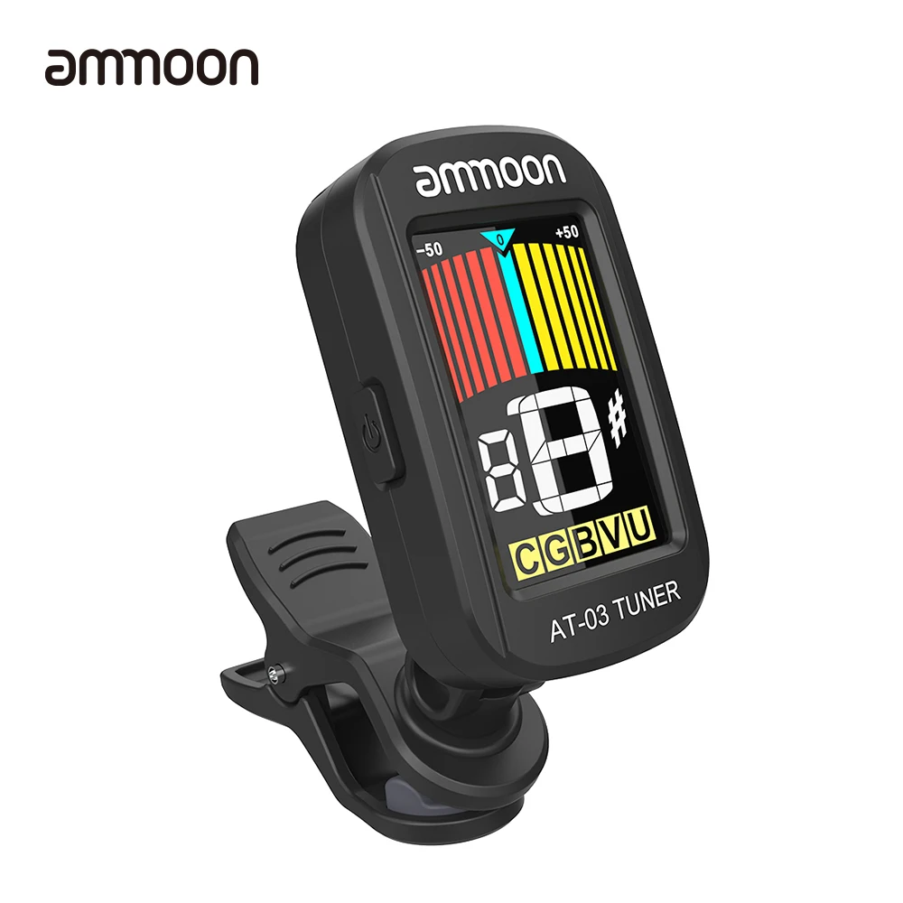 

ammoon AT-03 Clip-on Electric Guitar Tuner Color LCD Screen 360 Rotatable for Guitar Bass Violin Chromatic Ukulele Universal