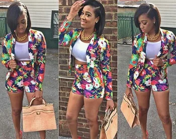 Foreign trade series hot OL wind suit, printed long sleeve lady, small suit, Shorts Set
Foreign trade series hot OL wind suit, printed long sleeve lady, small suit, Shorts Set