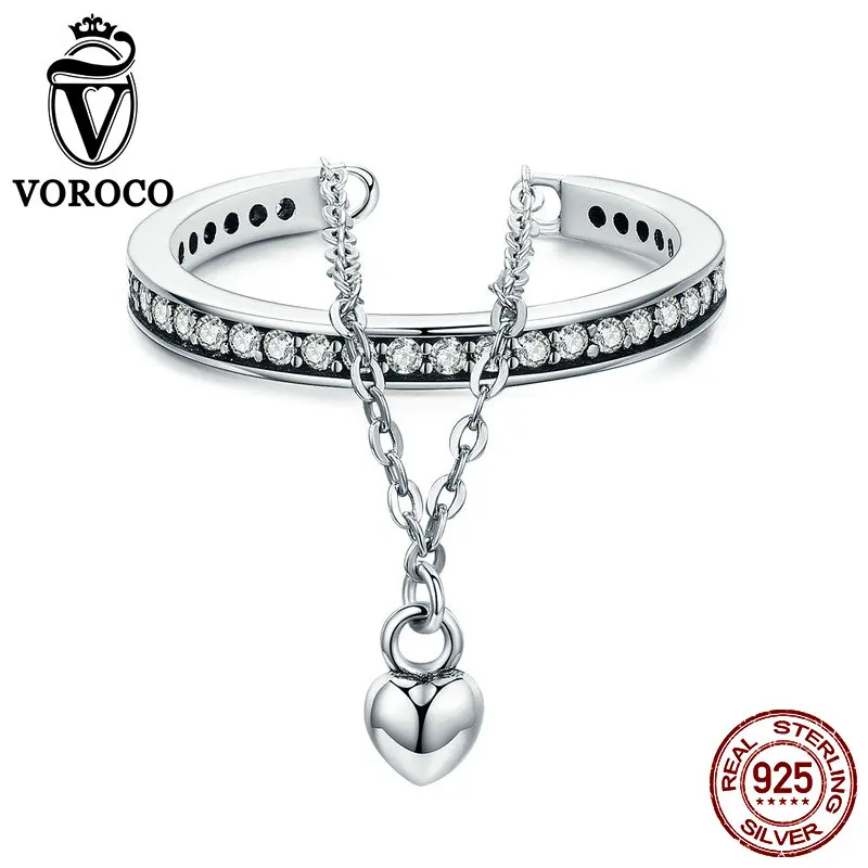 VOROCO 100% 925 Sterling Silver Luxury CZ Rings Special Darling Heart Dangle Open Finger Rings for Women Silver Jewelry BKR291
VOROCO 100% 925 Sterling Silver Luxury CZ Rings Special Darling Heart Dangle Open Finger Rings for Women Silver Jewelry BKR291