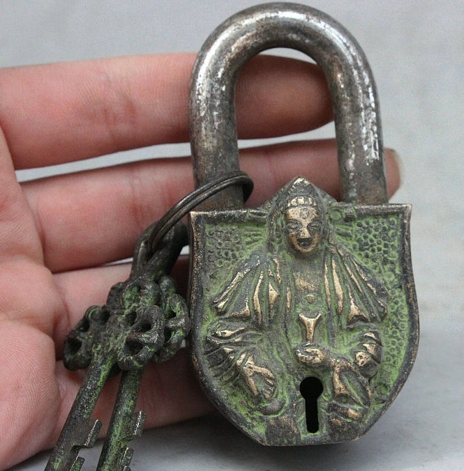SCY China Buddhism Bronze Guanyin Kwan-yin Buddha Statue Big Door lock unlocking key
SCY China Buddhism Bronze Guanyin Kwan-yin Buddha Statue Big Door lock unlocking key