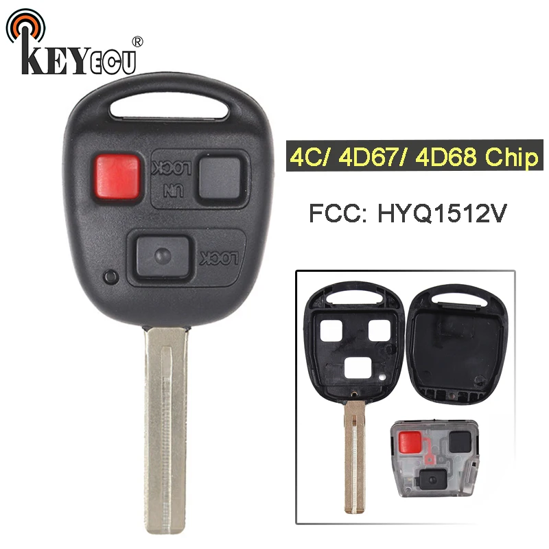 KEYECU 4C/ 4D67/ 4D68 Chip FCC: HYQ1512V Replacement 2+1 3 Button Remote Car Key Fob for Lexus LX470 GX470 TOY48 Blade
KEYECU 4C/ 4D67/ 4D68 Chip FCC: HYQ1512V Replacement 2+1 3 Button Remote Car Key Fob for Lexus LX470 GX470 TOY48 Blade