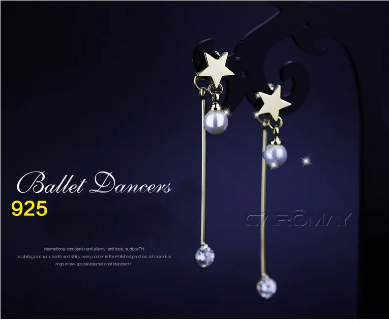 Star pearl long temperament earrings female Korean fashion wear earrings before and after silver jewelry
Star pearl long temperament earrings female Korean fashion wear earrings before and after silver jewelry