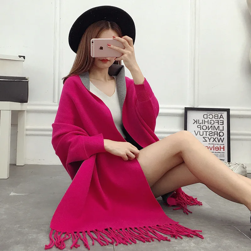 Women Winter New Shawls Lady Reversible Thick Scarf Knitted Mujer Bufanda Tassels Pallium Pashmina Large Size Wrap Scarves
Women Winter New Shawls Lady Reversible Thick Scarf Knitted Mujer Bufanda Tassels Pallium Pashmina Large Size Wrap Scarves