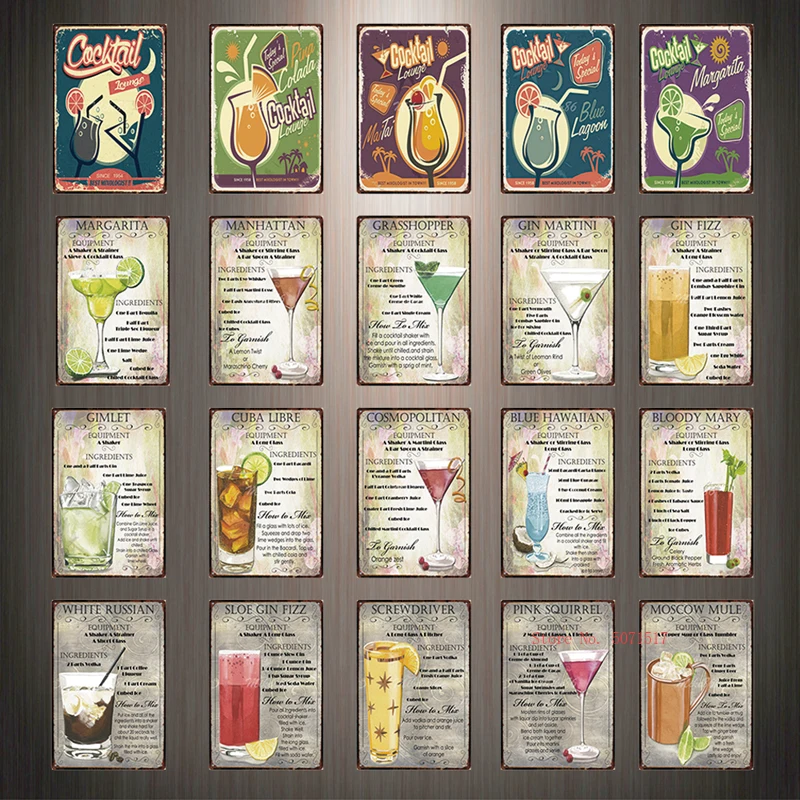 Home Decor Bar Wall Art Painting 20*30 CM Size Dy67 Cocktail Lounge Mai Tai Margarita GIN FIZZ Metal Sign Tin Poster
Home Decor Bar Wall Art Painting 20*30 CM Size Dy67 Cocktail Lounge Mai Tai Margarita GIN FIZZ Metal Sign Tin Poster