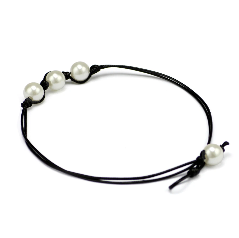 Cultured Freshwater Bib Leather Pearl Necklace Choker Jewelry For Women | Украшения и аксессуары