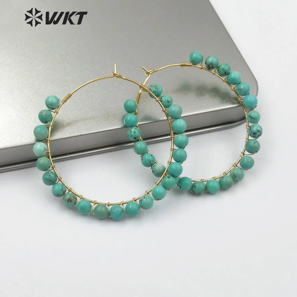WKT WT-E513 Trendy Style Handmade Drop Earrings Made Up Of Multiple Green Howlite Beads Exaggerated But Elegant Women Earring
WKT WT-E513 Trendy Style Handmade Drop Earrings Made Up Of Multiple Green Howlite Beads Exaggerated But Elegant Women Earring