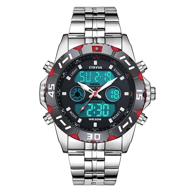 Мужские водонепроницаемые спортивные часы Stryve 8011 в стиле милитари Цифровые