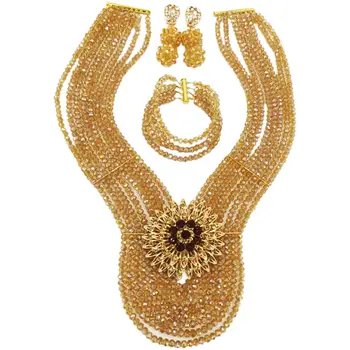 New Champagne Gold AB Crystal Costume Nigerian African Wedding Beads Jewelry Necklaces Set Bridal Beads Sets 8PD04
New Champagne Gold AB Crystal Costume Nigerian African Wedding Beads Jewelry Necklaces Set Bridal Beads Sets 8PD04