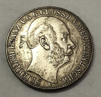 1867 Grand duchy of Mecklenburg-Schwerin (German states) 1 Vereinsthaler - Friedrich II Reign 
1867 Grand duchy of Mecklenburg-Schwerin (German states) 1 Vereinsthaler - Friedrich II Reign
