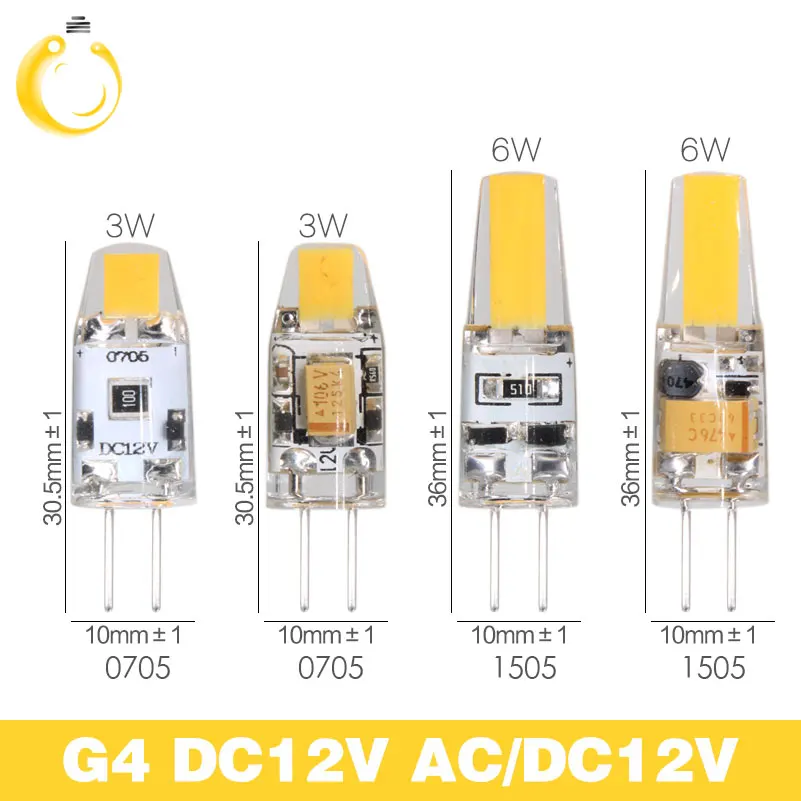 Светодиодная мини лампа G4 с регулируемой яркостью 12 В постоянного