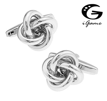 

iGame Men Gift Metal Cuff Links Fashion Metal Knot Ball Design Silver Color Copper Material Free Shipping