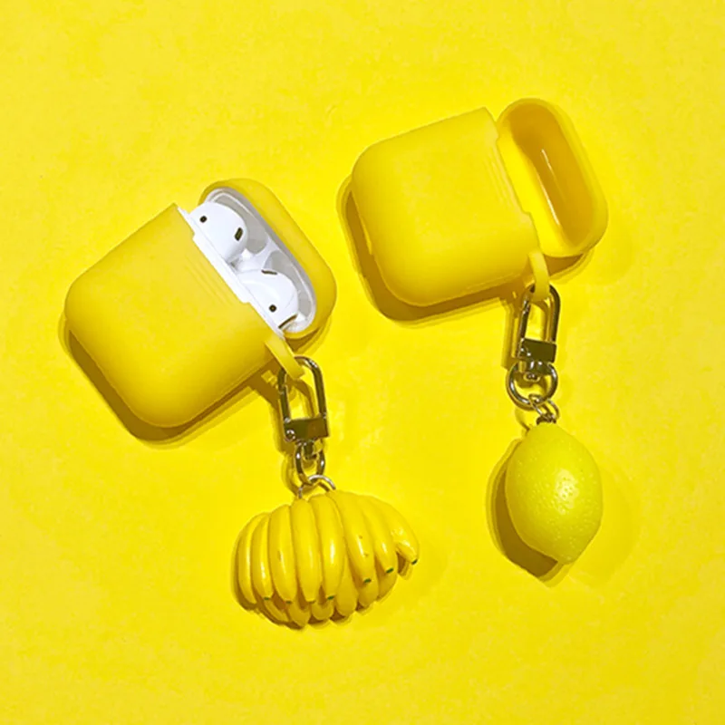 Cute Banana Protective Cover For Apple Airpods Funny Lemon Pendant Shockproof Case Cover For Air Pods TPU Silicone Box Cases
Cute Banana Protective Cover For Apple Airpods Funny Lemon Pendant Shockproof Case Cover For Air Pods TPU Silicone Box Cases