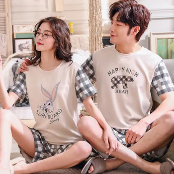 Summer Pyjamas Cotton Cartoon Women's Pajama Sets Couple Checked Sleepwear Mujer Pyjamas Nightwear Men Pajamas 3XL Home Clothing
Summer Pyjamas Cotton Cartoon Women's Pajama Sets Couple Checked Sleepwear Mujer Pyjamas Nightwear Men Pajamas 3XL Home Clothing