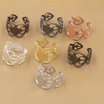 Multi-color Open Ring Settings Adjustable with 8mm Flat Circle Glue Pad Cabochons Blanks Filigree Heart Ring Findings DIY Bulk
Multi-color Open Ring Settings Adjustable with 8mm Flat Circle Glue Pad Cabochons Blanks Filigree Heart Ring Findings DIY Bulk