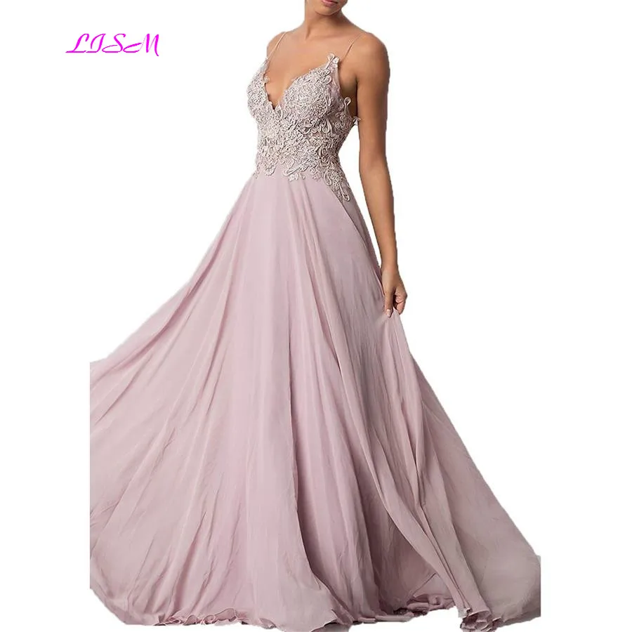 Sweetheart Chiffon Long Prom Dress Spaghetti Strap Sexy Backless Evening Dress Pink A-Line Applique Formal Gown vestidos de gala
Sweetheart Chiffon Long Prom Dress Spaghetti Strap Sexy Backless Evening Dress Pink A-Line Applique Formal Gown vestidos de gala