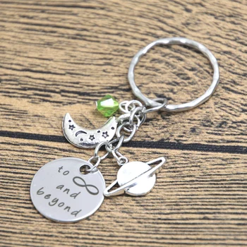 

12pcs/lot Outer space Lightyear keyring To Infinity and Beyond Planet moon crystal keychain