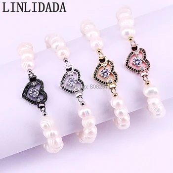 8Pcs Natural Fresh Water Pearl Beads Stretch Charm Bracelets with Micro Pave CZ Zircon Heart Shape Connector Bracelet 
8Pcs Natural Fresh Water Pearl Beads Stretch Charm Bracelets with Micro Pave CZ Zircon Heart Shape Connector Bracelet