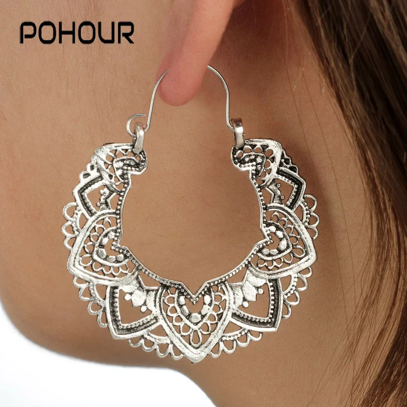 POHOUR Tribal Silver Color Hollow Flower Drop Earrings for Women Vintage Circle Round Geometric Dangle Earring Jewelry
POHOUR Tribal Silver Color Hollow Flower Drop Earrings for Women Vintage Circle Round Geometric Dangle Earring Jewelry