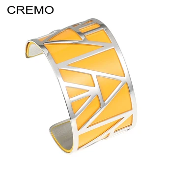 

Cremo Bangles Geometry Pyramid Stainless Steel Bracelets Argent Reversible Leather Bijoux Cuff Bangle Charm Pulseiras