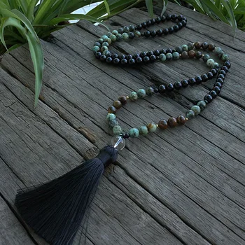 8mm African Turquoise And Onyx Beads Necklace, Confidence And Lucky JapaMala, 108 Bead Mala, Mala Jewelry, Mala Prayer Beads
8mm African Turquoise And Onyx Beads Necklace, Confidence And Lucky JapaMala, 108 Bead Mala, Mala Jewelry, Mala Prayer Beads