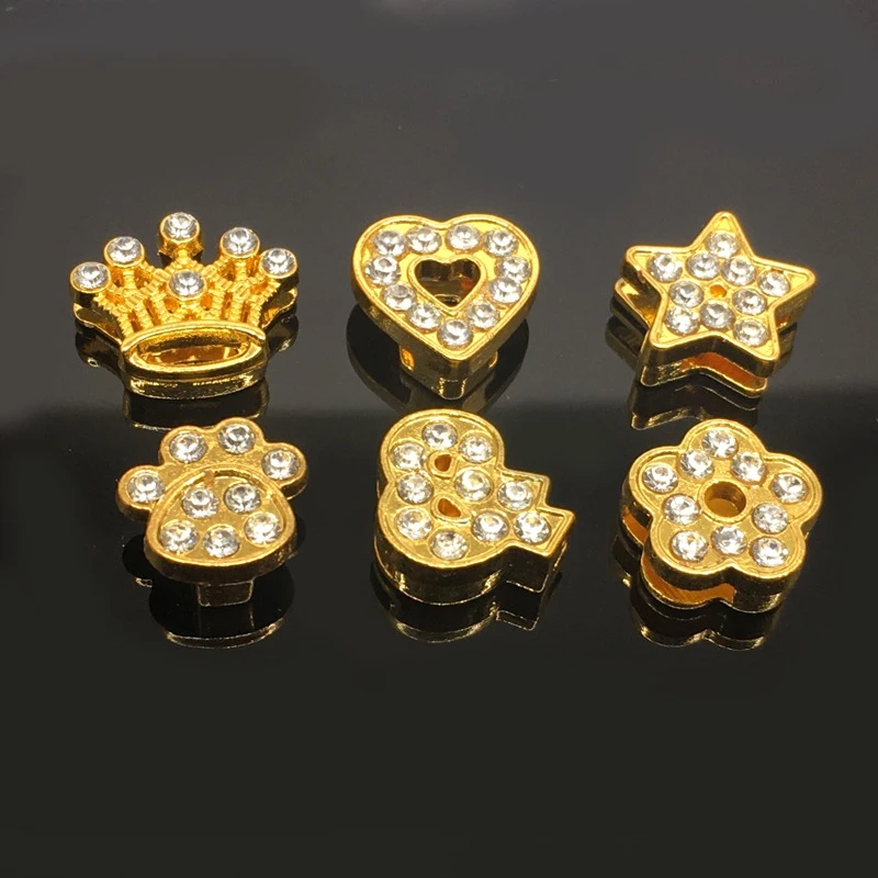 10PCS 8mm Gold Rhinestone Flower Star Heart Slide Charms Slide Beads DIY 8mm Bracelets Wristbands,Belt Straps Pet Name Collar
10PCS 8mm Gold Rhinestone Flower Star Heart Slide Charms Slide Beads DIY 8mm Bracelets Wristbands,Belt Straps Pet Name Collar