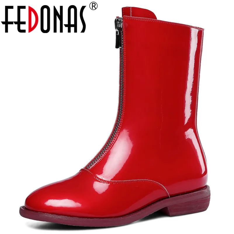 FEDONAS Brand Women Genuine Leather Mid-calf Motorcycle Boots Round Toe Warm Autumn Winter Party Shoes Woman Ladies High Boots
FEDONAS Brand Women Genuine Leather Mid-calf Motorcycle Boots Round Toe Warm Autumn Winter Party Shoes Woman Ladies High Boots