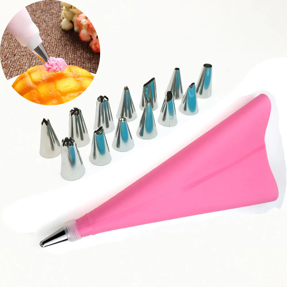 KECTTIO 1PC Silicone Icing Piping Cream Pastry Bag+14PCS Stainless Steel Cake Nozzles Tips Decorating Tools with Converter
KECTTIO 1PC Silicone Icing Piping Cream Pastry Bag+14PCS Stainless Steel Cake Nozzles Tips Decorating Tools with Converter