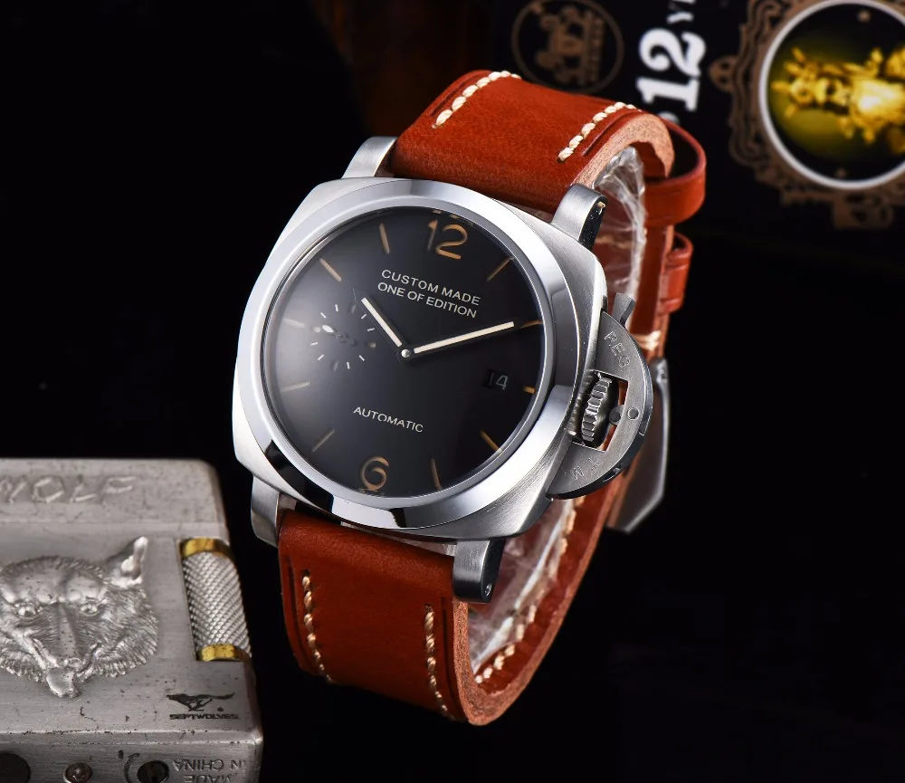 BOMAX MARINA 42mm parnis 316L solid stainless steel watch automatic movement men's watch black dial leather strap 630-15
BOMAX MARINA 42mm parnis 316L solid stainless steel watch automatic movement men's watch black dial leather strap 630-15