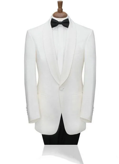 Shawl Lapel One Button Ivory jacket with black pants Groomsmen Men Formal Bridegroom Wedding/business Suit ( jacket+Pants+tie)
Shawl Lapel One Button Ivory jacket with black pants Groomsmen Men Formal Bridegroom Wedding/business Suit ( jacket+Pants+tie)