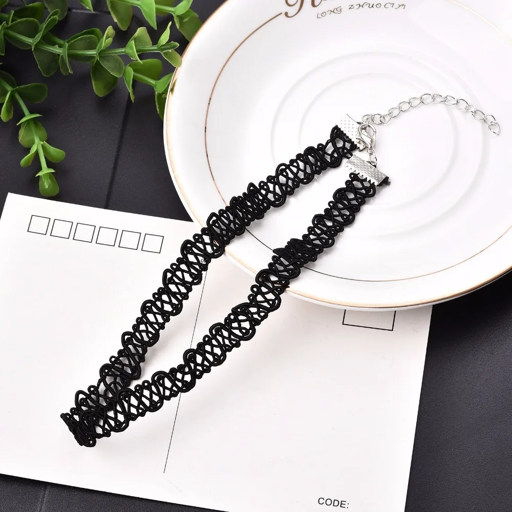 Polyester Lace Heart Charm Choker Necklaces 10