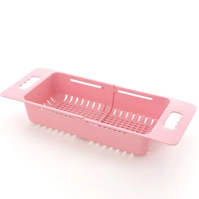 Silicone Retractable Adjustment Sink Wash Vegetable Fruit Drain Basket Drain Rack Colanders Strainer Dry Rack Kitchen Clean Tool (12)