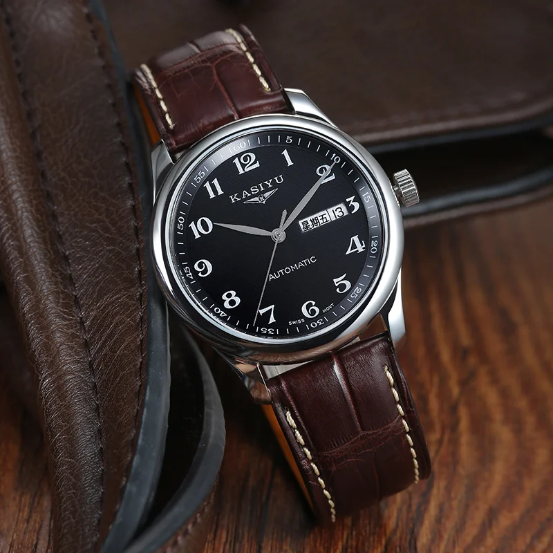 KASIYU double calendar full automatic mechanical core crocodile leather watch band classic business waterproof men's watch
KASIYU double calendar full automatic mechanical core crocodile leather watch band classic business waterproof men's watch