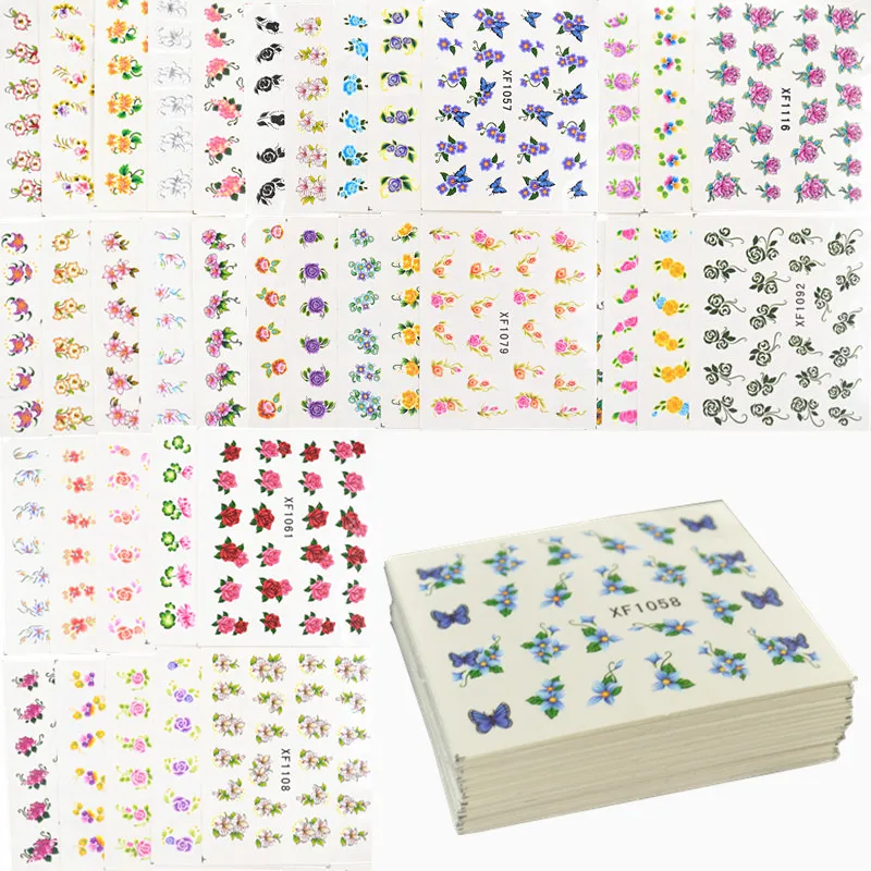 

60 Sheets Flowers Designs Water Transfer Nail Sticker, Watermark Nail Stickers Temporary Tattoos Manicure Beauty Tools