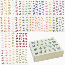 60 feuilles fleurs conçoit l'autocollant d'ongle de transfert d'eau, autocollants d'ongle de filigrane tatouages temporaires manucure outils de beauté(China)