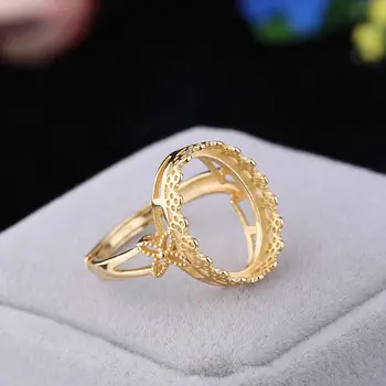 925 Sterling Silver Women Engagement Ring 10x14mm or 12x16mm Oval Cabochon Semi Mount Vintage Ring Art Deco Yellow Gold Color
925 Sterling Silver Women Engagement Ring 10x14mm or 12x16mm Oval Cabochon Semi Mount Vintage Ring Art Deco Yellow Gold Color