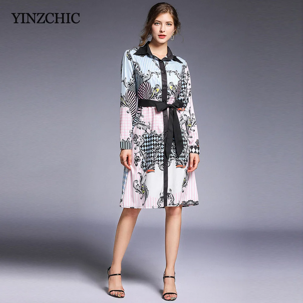 Vintage Printed Woman Loose Mid Dress Autumn New Ladies Elegant Dresses Turn-down Collar Single Breasted Shirt Dress Woman
Vintage Printed Woman Loose Mid Dress Autumn New Ladies Elegant Dresses Turn-down Collar Single Breasted Shirt Dress Woman